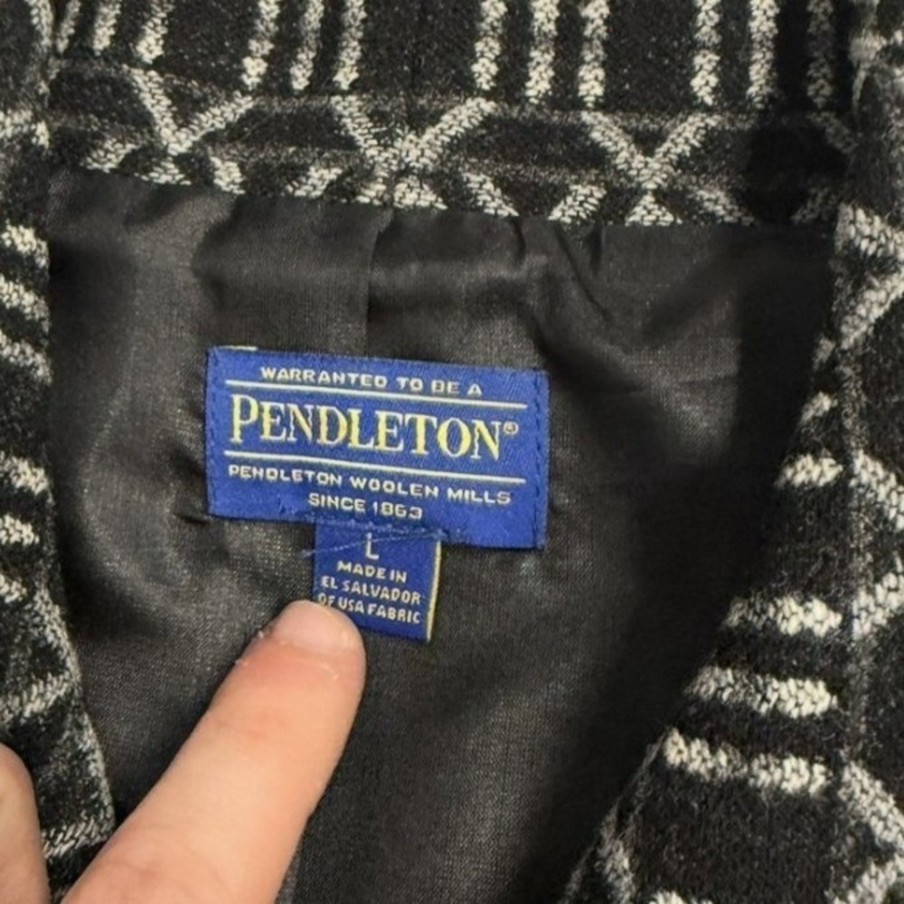 Pendleton Wool Jacket‎ Womens Large Black Grey Geometric aztec western Zip Front - Picture 3 of 6